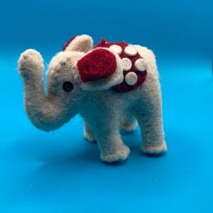 Vintage Pair Homemade Felt Elephant Ornaments